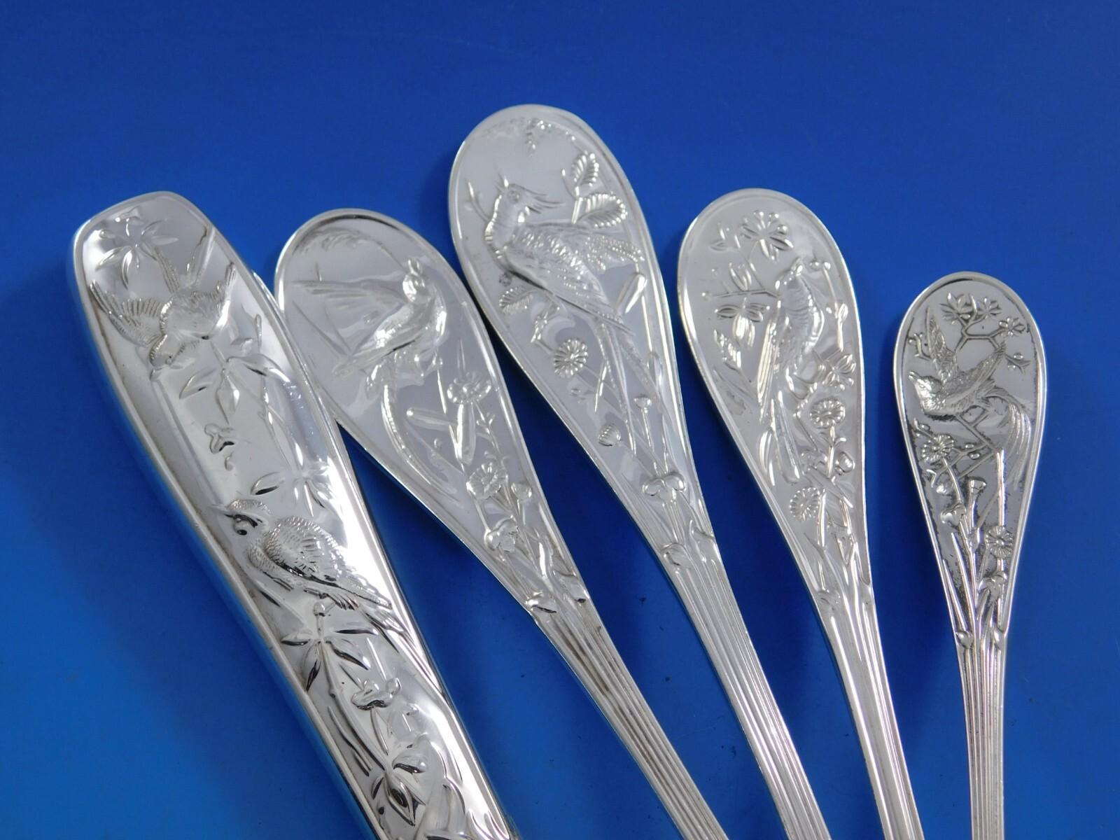 Audubon by Tiffany Set di posate in argento Sterling 12 Servizio 76 pezzi Cena Uccelli in vendita 2