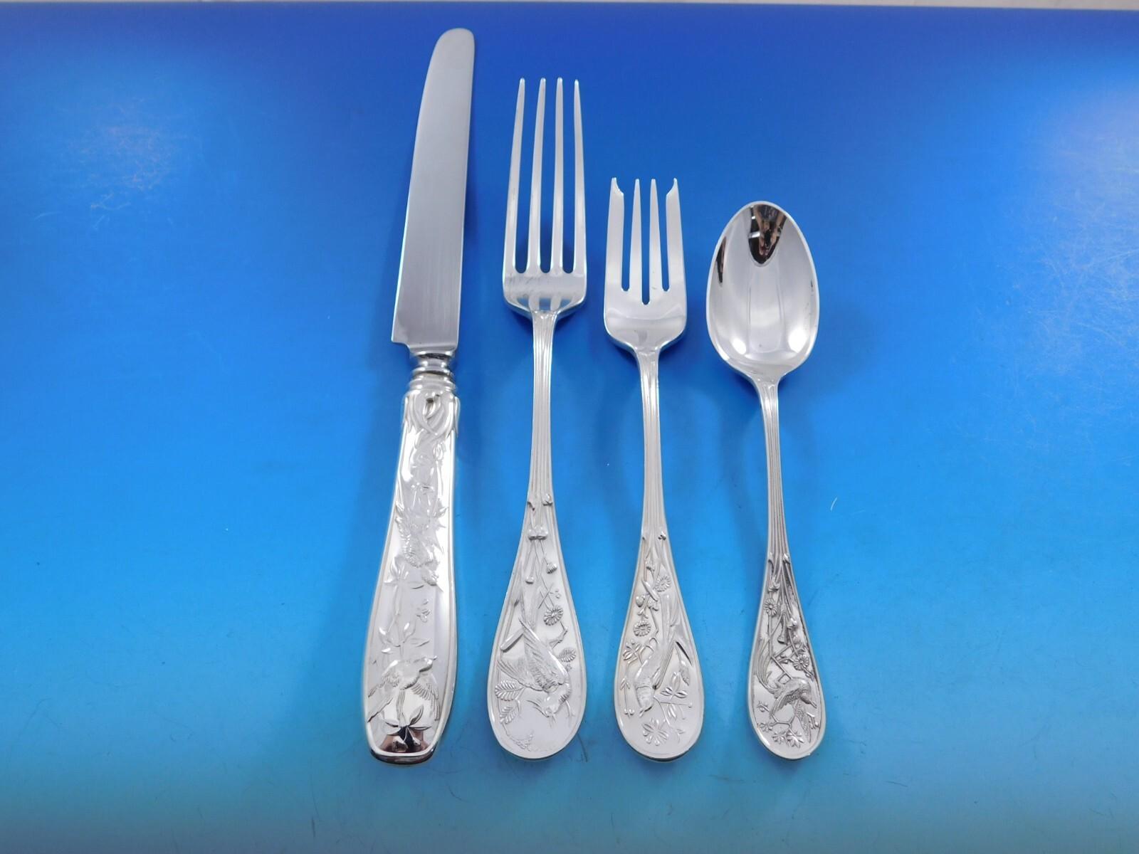 Audubon by Tiffany Set di posate in argento Sterling 12 Servizio 76 pezzi Cena Uccelli in vendita 4