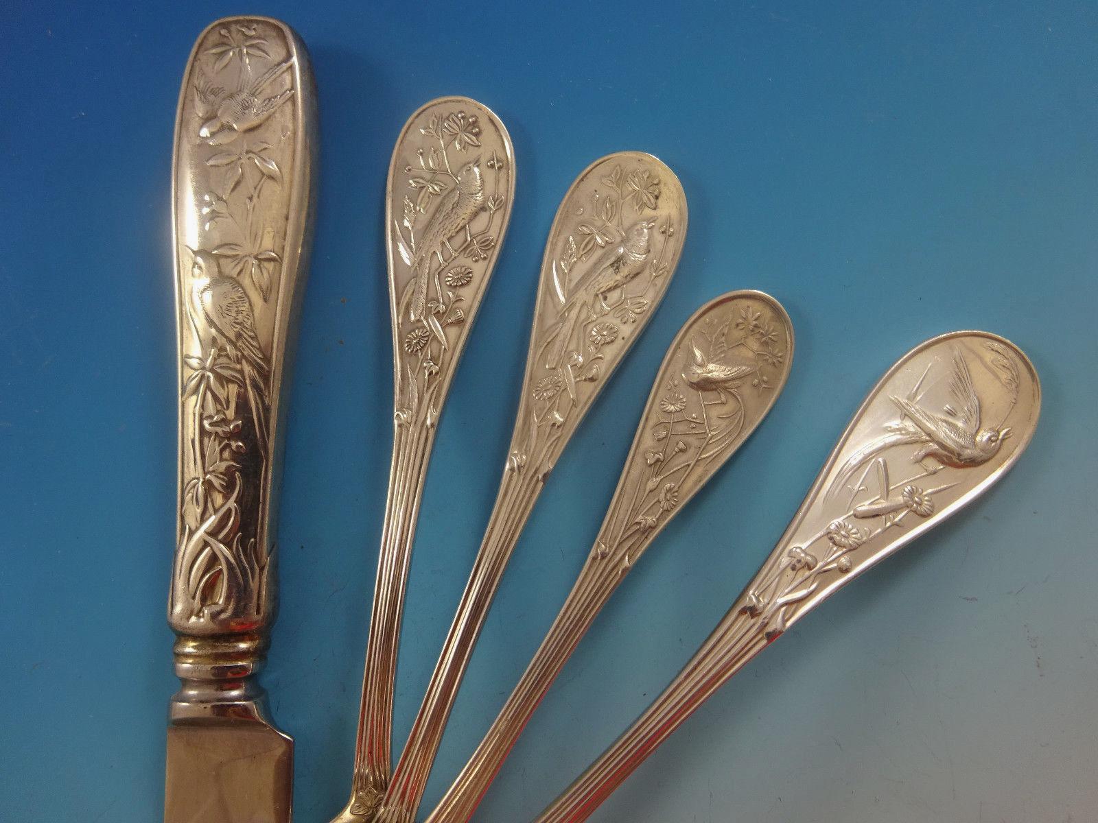 Audubon by Tiffany Sterling Silver Flatware Set for 8 Service 44 Pieces Birds In Excellent Condition In Big Bend, WI