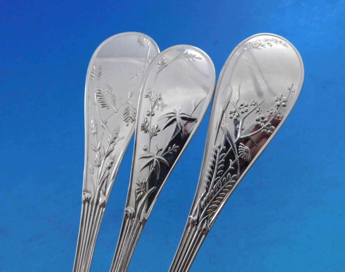 20th Century Audubon by Tiffany Sterling Silver Flatware Set for 8 Service 52 pieces Birds For Sale
