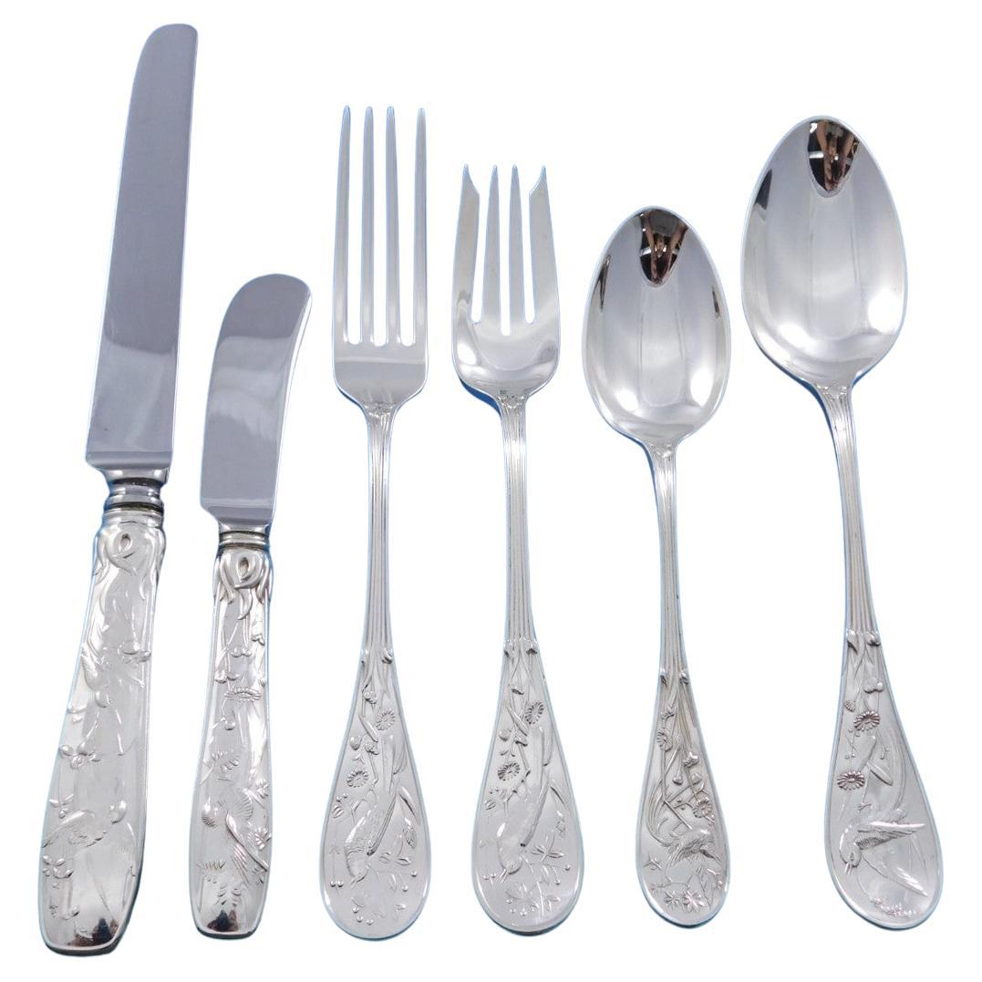 Audubon by Tiffany Sterling Silver Flatware Set for 8 Service 52 pieces Birds For Sale