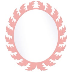 Miroir ovale Audubon en poinçon rose