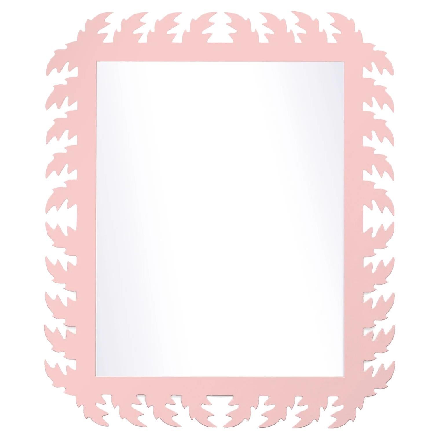 Audubon Rectangle Mirror in Authentic Pink For Sale