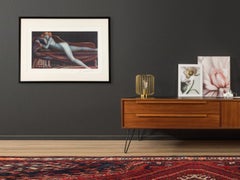 Woman on Chaiselongue Nudefarbene Lithographie, gerahmt, erotisch Ernst Fuchs signiert