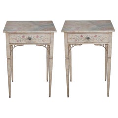Vintage Auffray & Co Country French Painted Bedside End Tables Nightstand Provincial