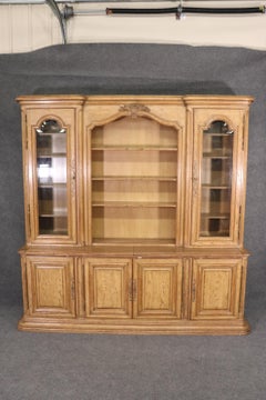 Auffray & Co French Provincial Antique Distressed Style Bookcase China Cabinet