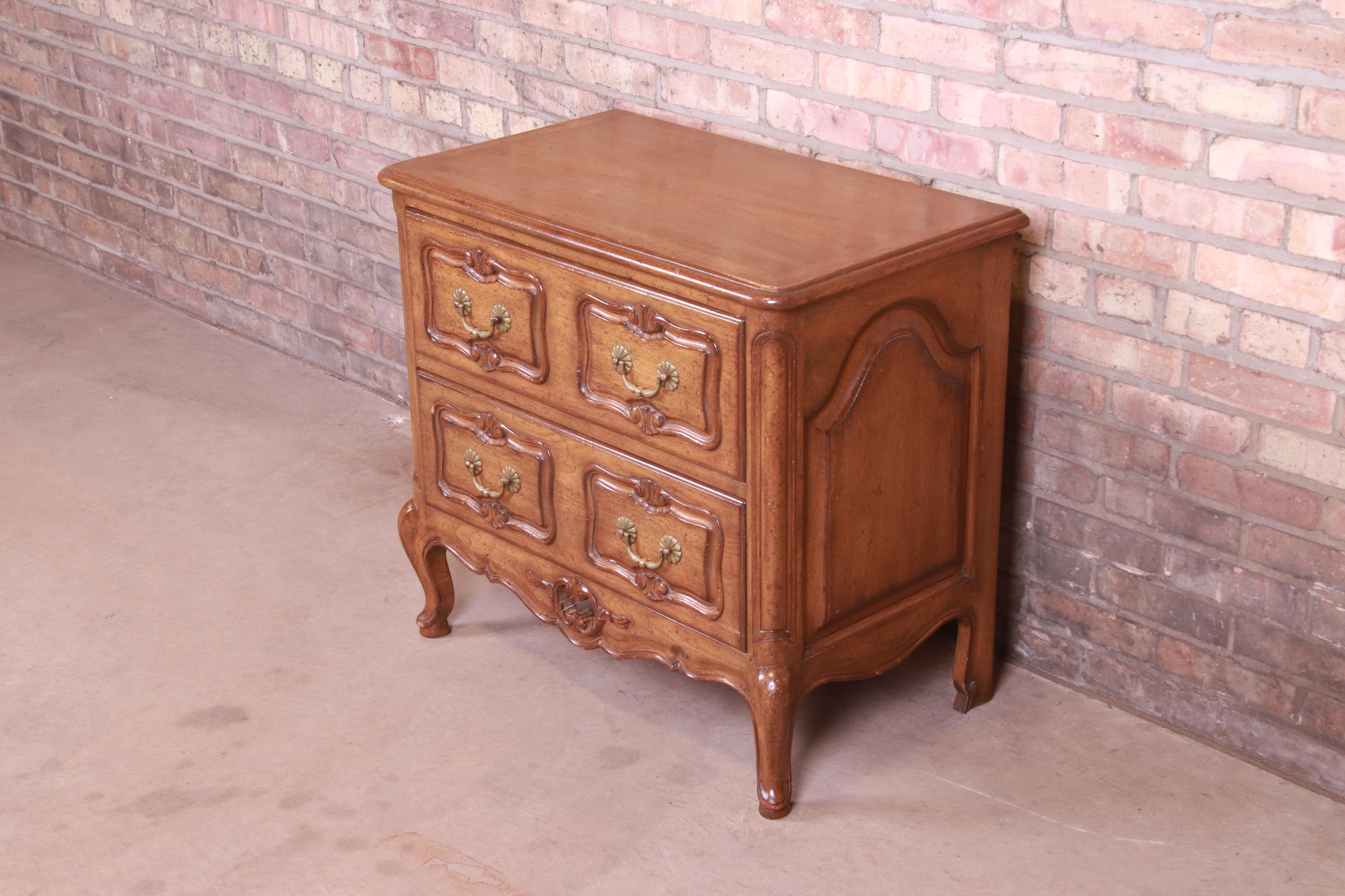 American Auffray & Co. French Provincial Louis XV Carved Walnut Chest of Drawers For Sale