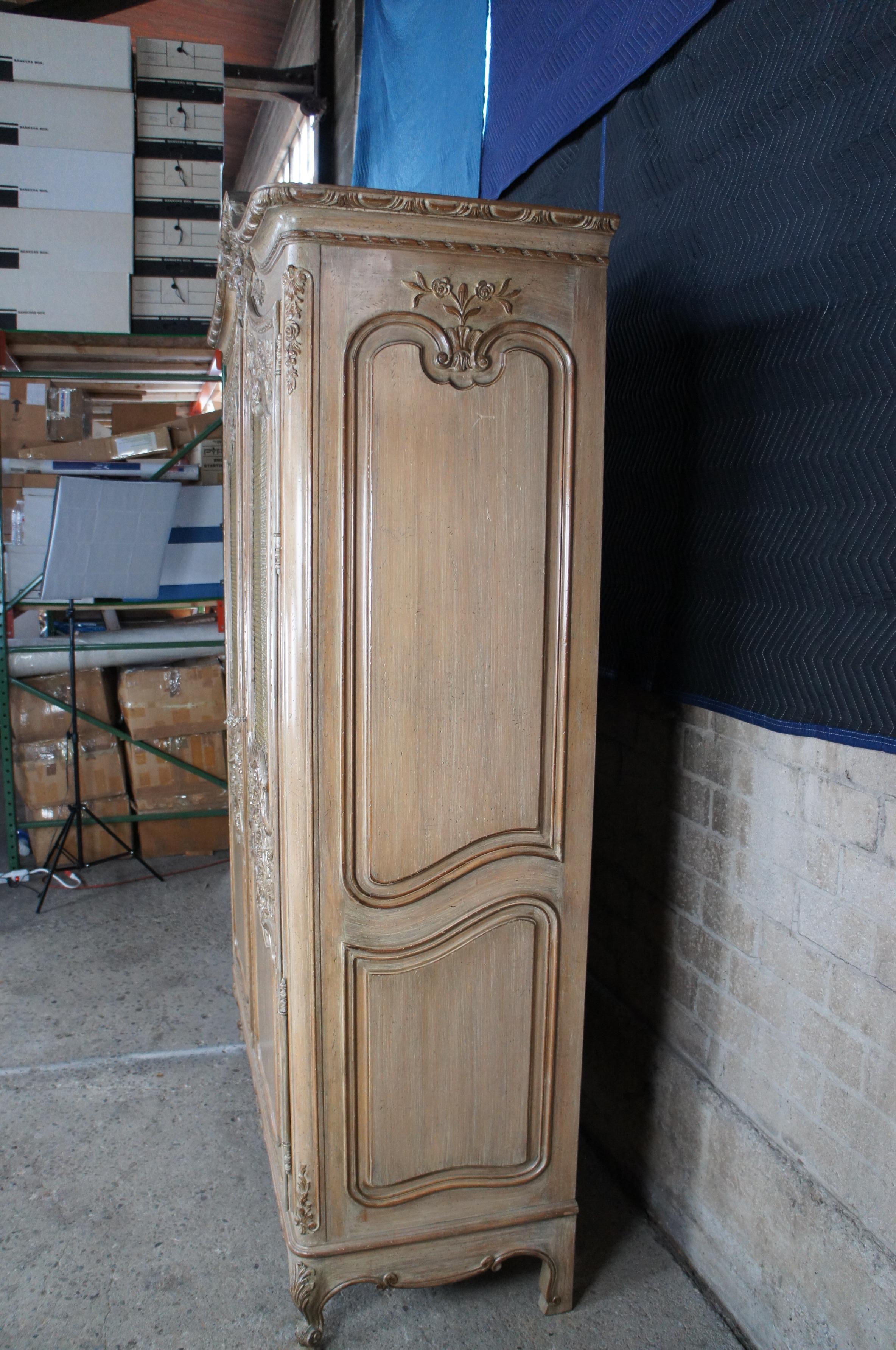 Auffray Country French Louis XV Provincial Linen Press Wardrobe TV Armoire 4