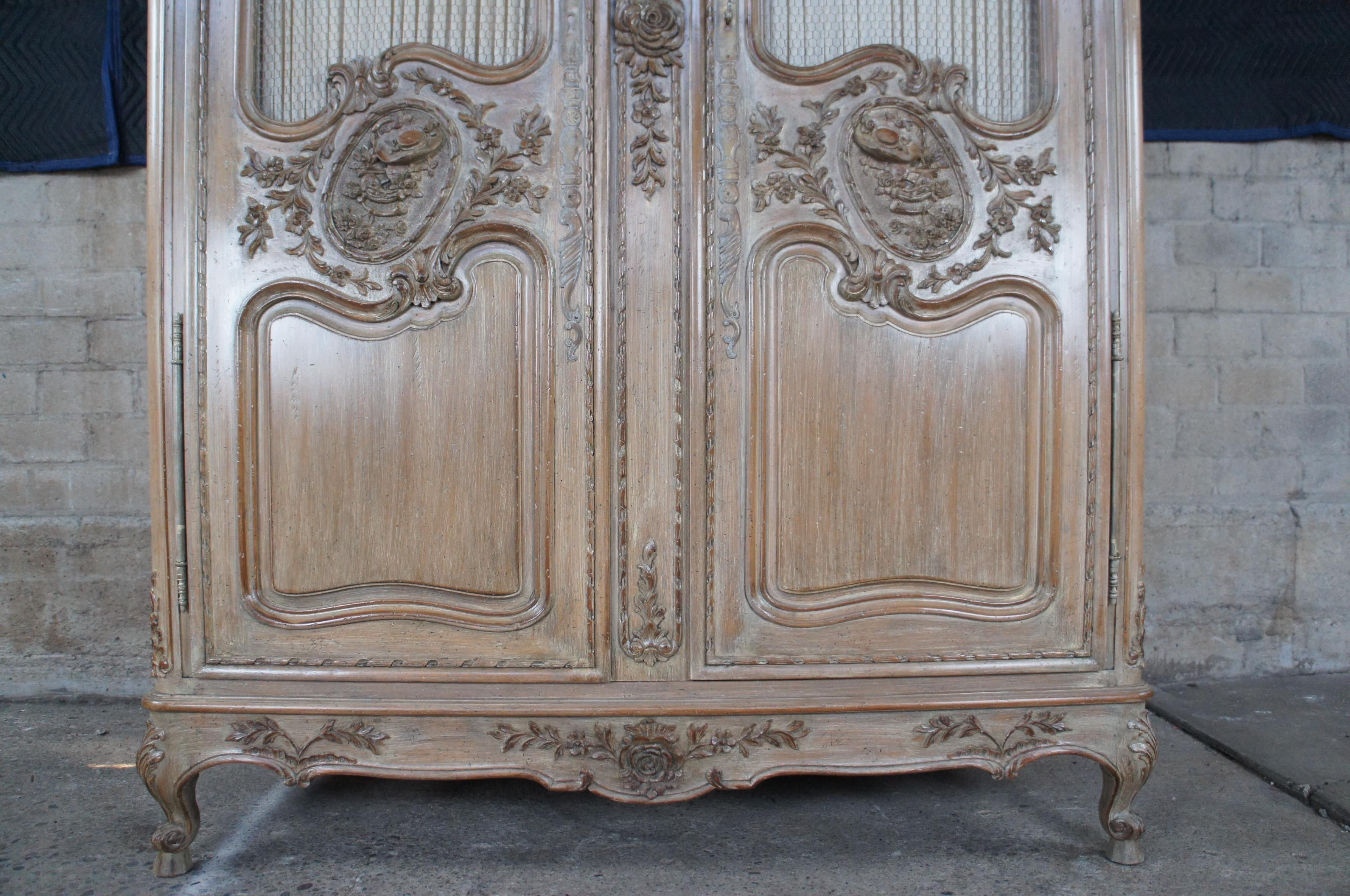 Auffray Country French Louis XV Provincial Linen Press Wardrobe TV Armoire 2