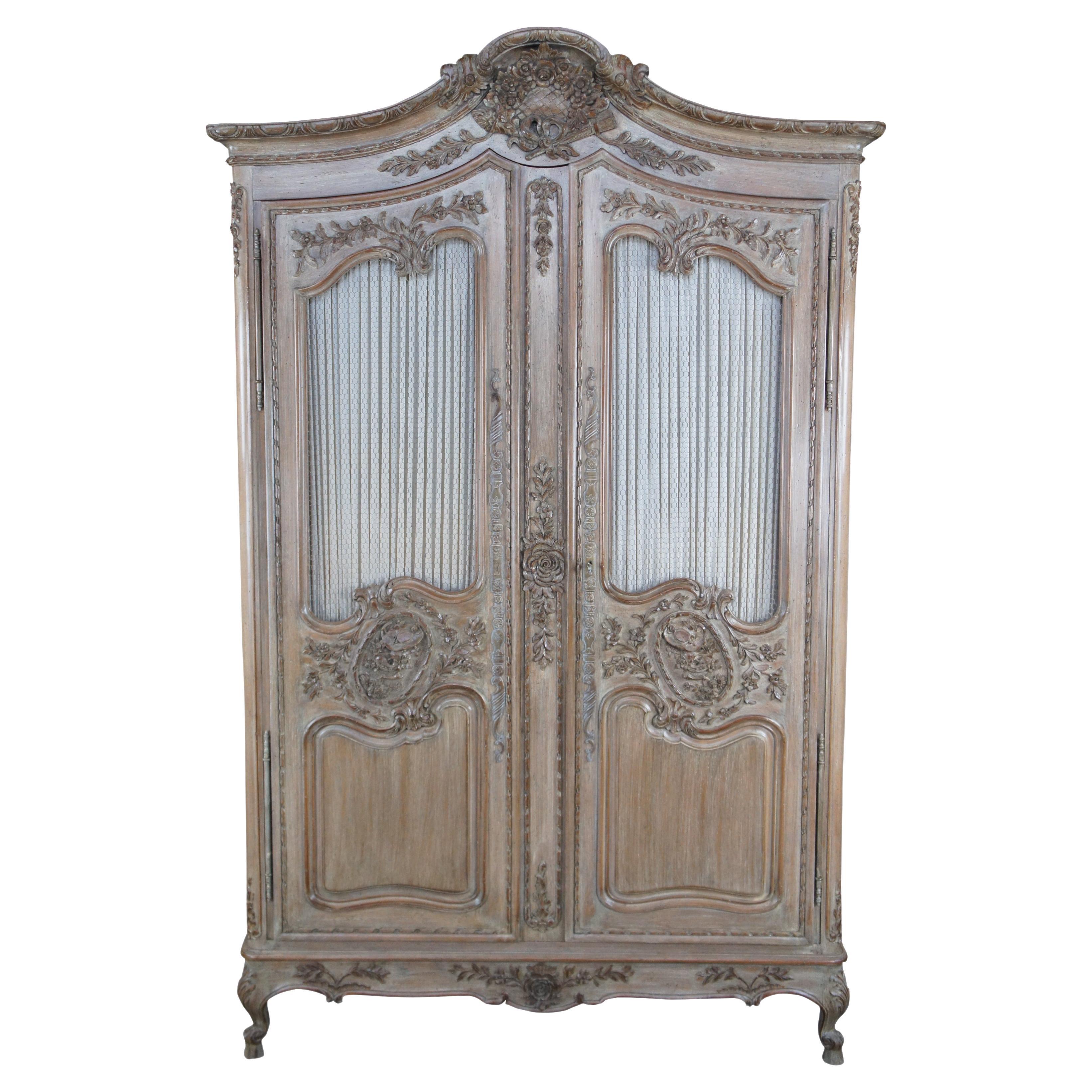 Auffray Country French Louis XV Provincial Linen Press Wardrobe TV Armoire