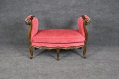 Auffray Style Carved Walnut French Louis XV Window Boudoir Bench Stool