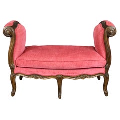 Auffray Style Carved Walnut French Louis XV Window Boudoir Bench Stool