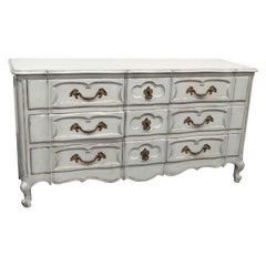 Vintage French Louis XV Country Auffray Style Paint Decorated Triple Dresser