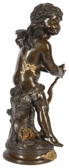 Aug. Statue en bronze de Moreau intitulée "amour à l'arc".