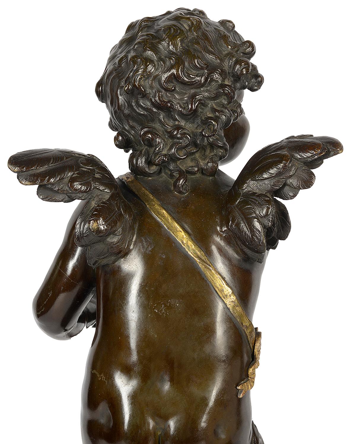 French Aug. Moreau Bronze Statue Entitled 'amour à l'arc'