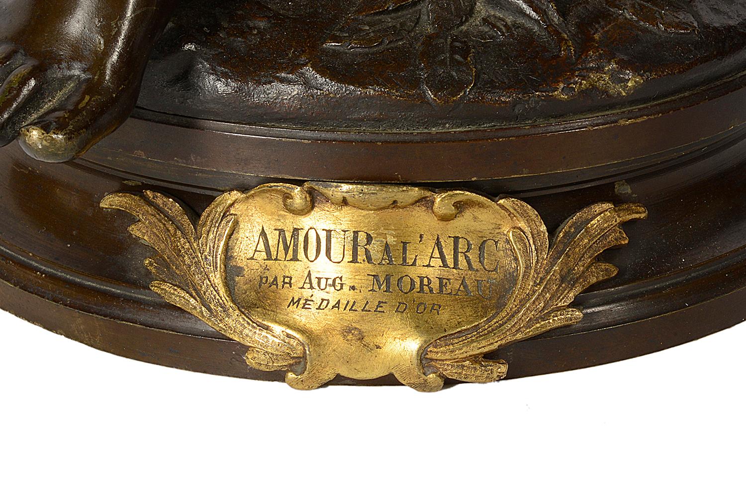 Aug. Moreau Bronze Statue Entitled 'amour à l'arc' In Good Condition In Brighton, Sussex