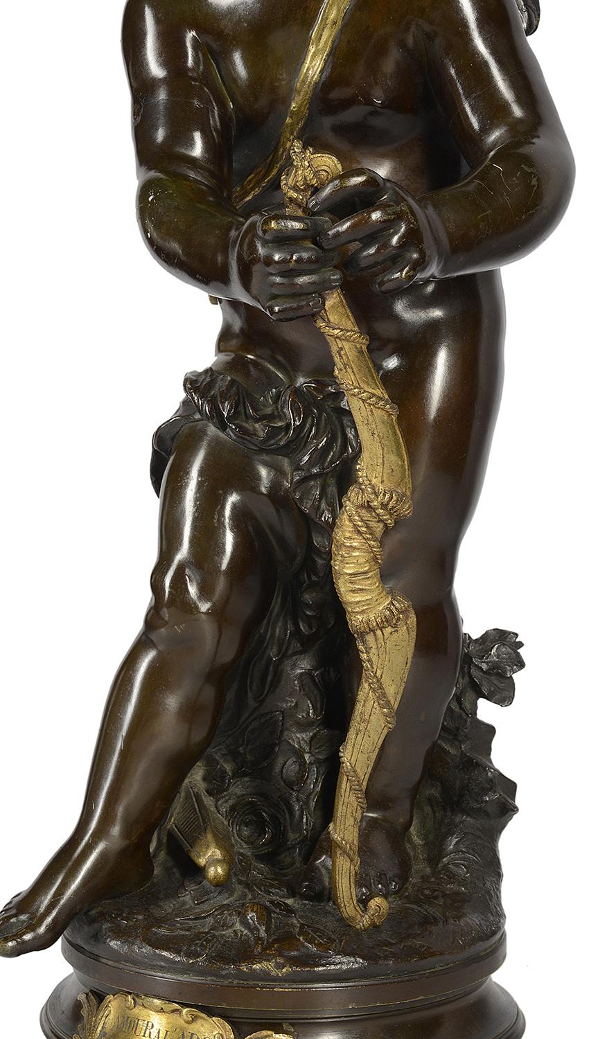 19th Century Aug. Moreau Bronze Statue Entitled 'amour à l'arc'