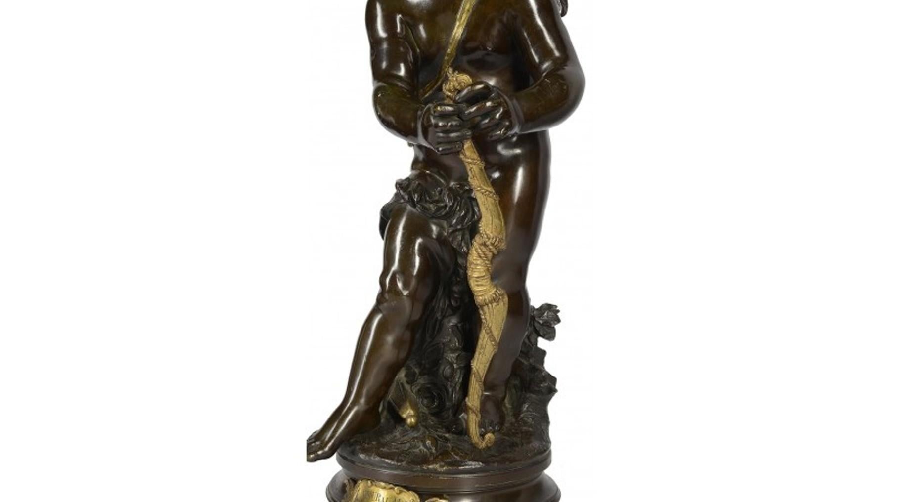 Classical Greek Aug. Moreau Bronze Statue of Eros, 19th Century
