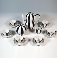Augarten Art Déco 'Melon' Mocha Set, Designed By Josef Hoffmann, Vienna, 20th