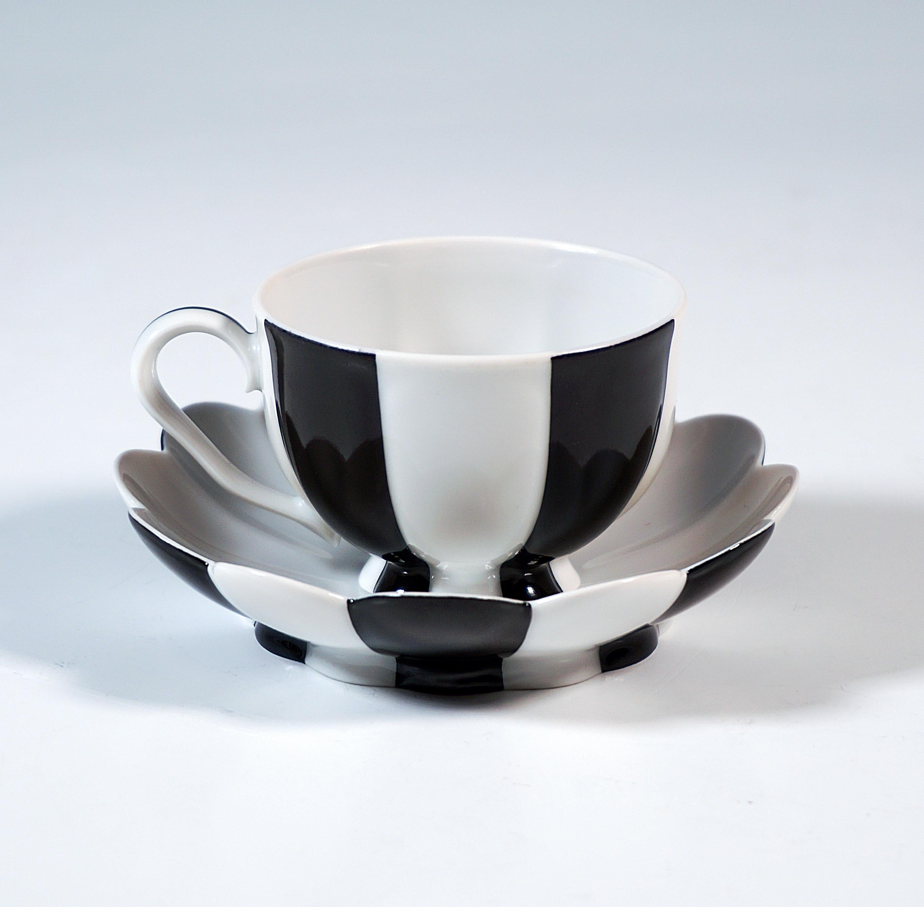 Augarten Art Déco 'Melone' Mokkaset, entworfen von Josef Hoffmann, Wien, 20. (Ende des 20. Jahrhunderts) im Angebot