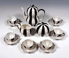 Augarten 'Melonenset', Art Deco Mokka Set Entworfen von Josef Hoffmann, Wien