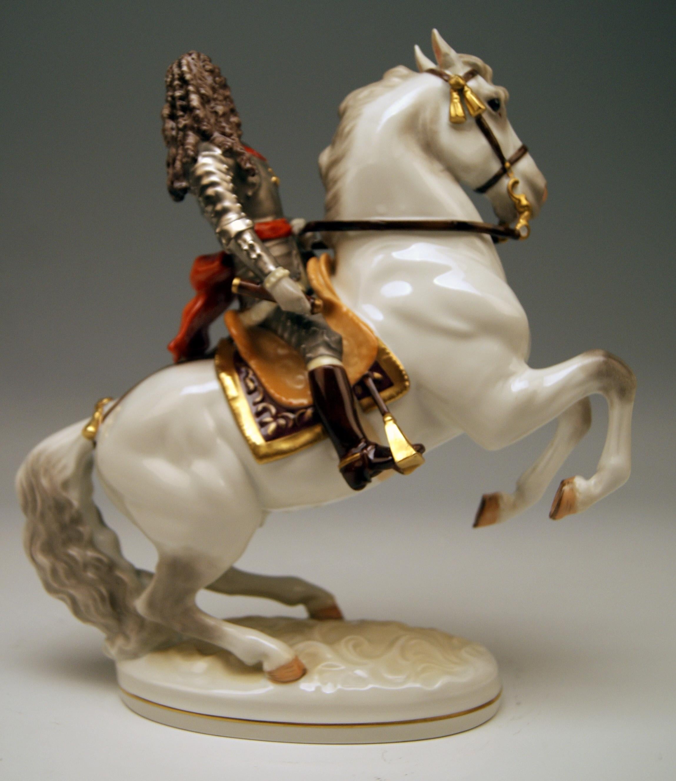 Augarten Vienna Figurine Prince Eugene of Savoy on Horse Levade Made, circa 1960 1