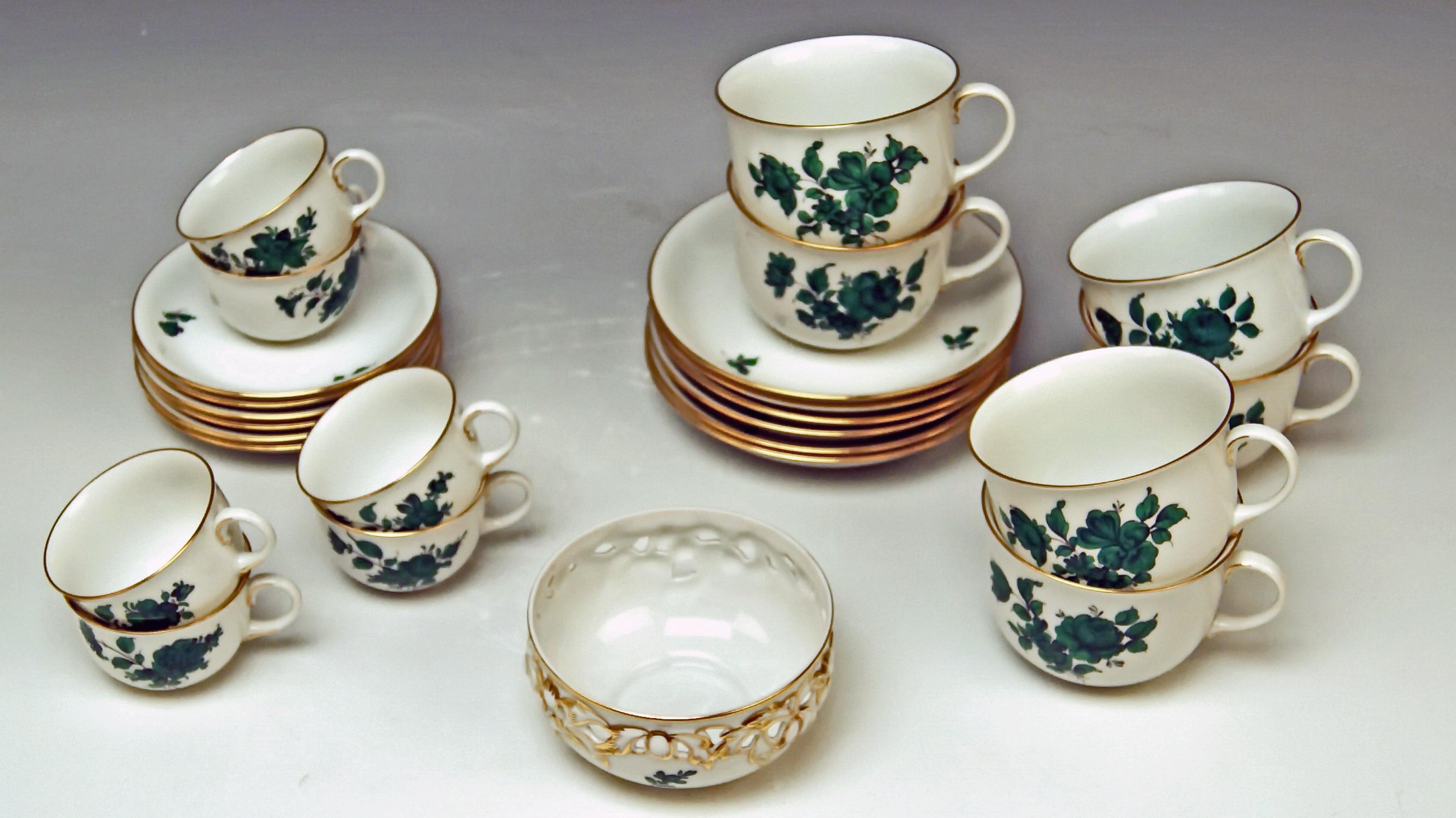 Austrian Augarten Vienna Mocha Tea Set Six Persons Maria Theresia Form Schubert For Sale