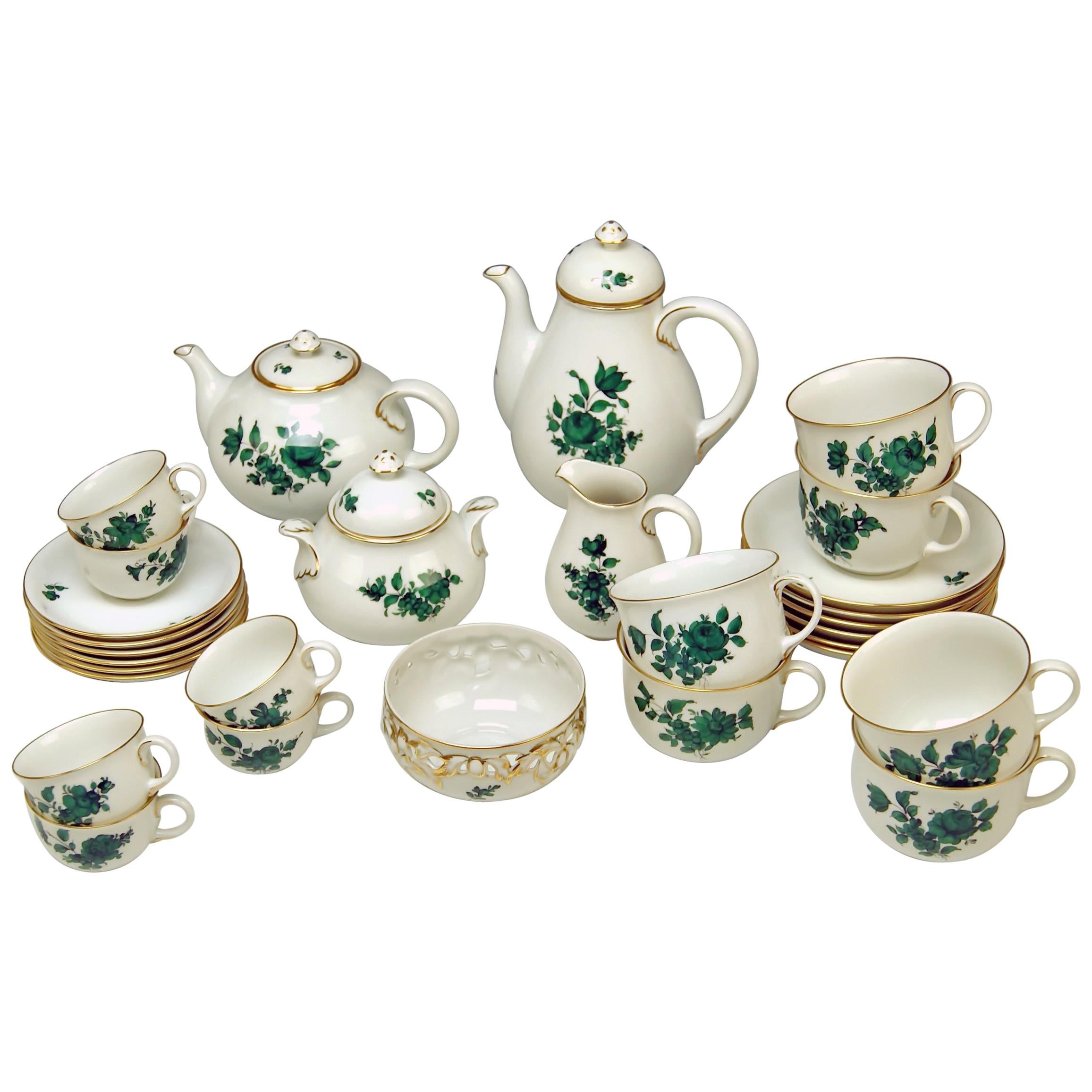 Augarten Vienna Mocha Tea Set Six Persons Maria Theresia Form Schubert