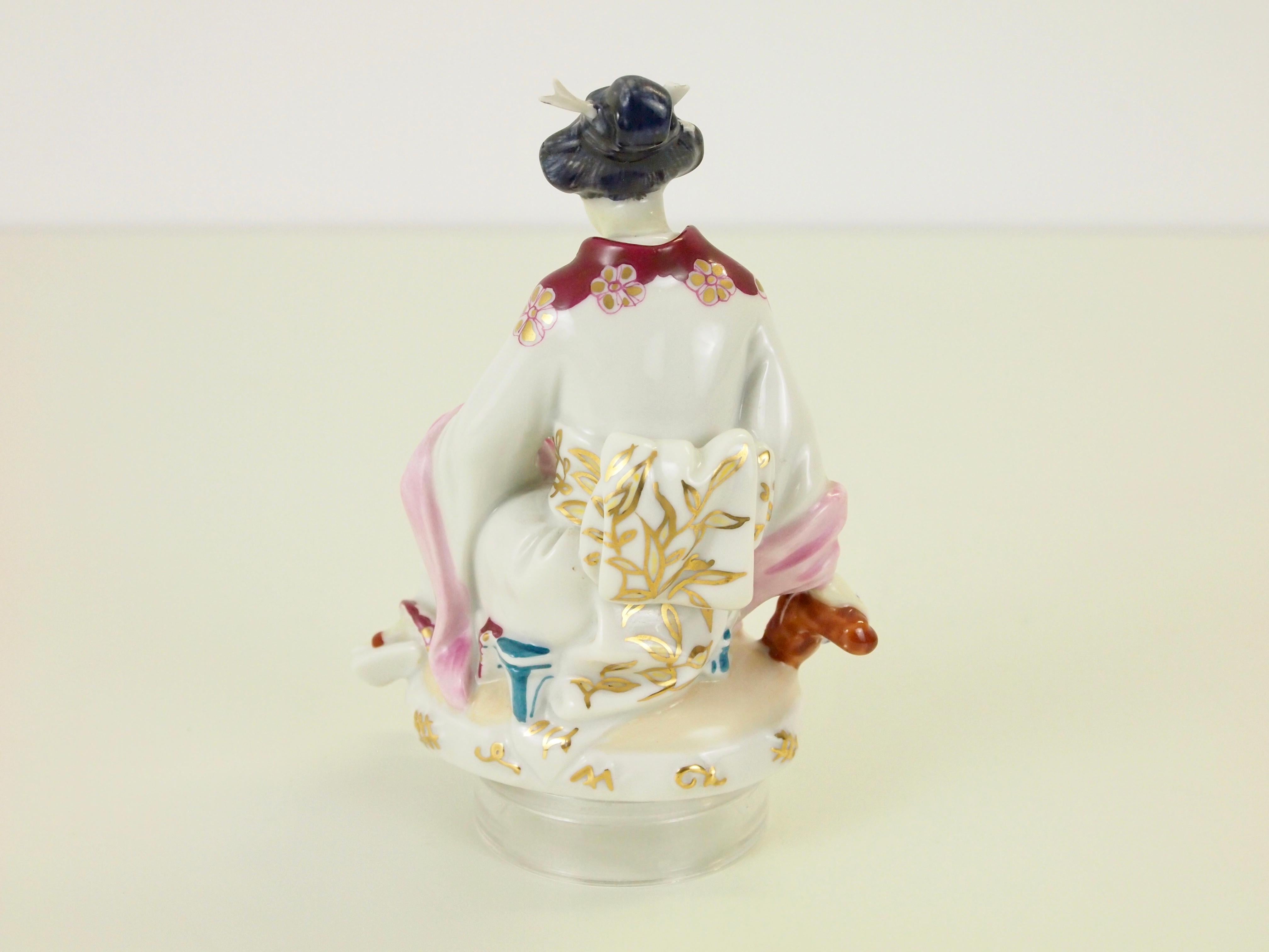 Romantic Augarten Wien Porcelain Figurine Depicting a Chinese Woman by Mathilde Jaksch For Sale
