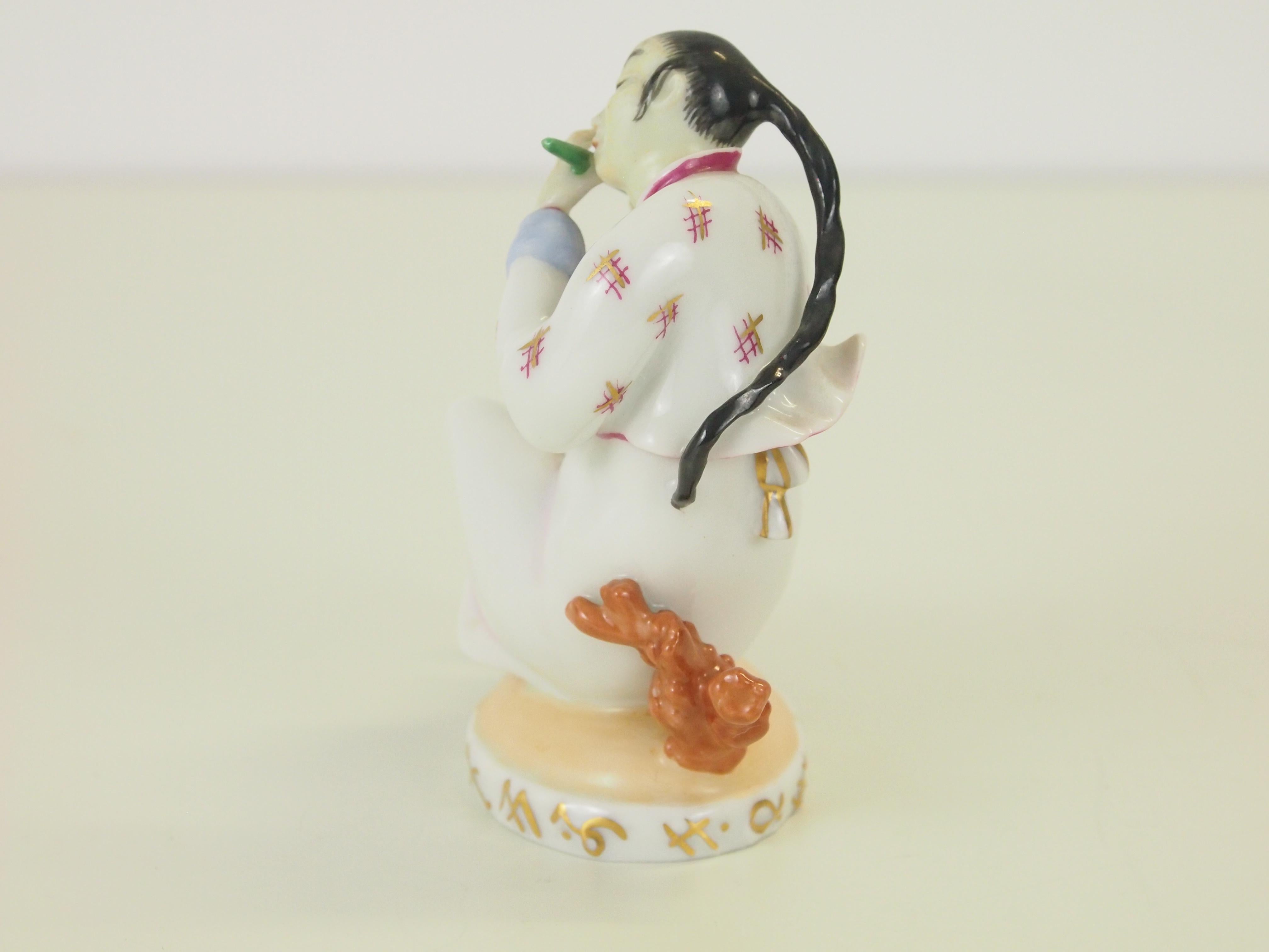 20th Century Augarten Wien Porcelain Figurine of a Chinese Man with Flute For Sale