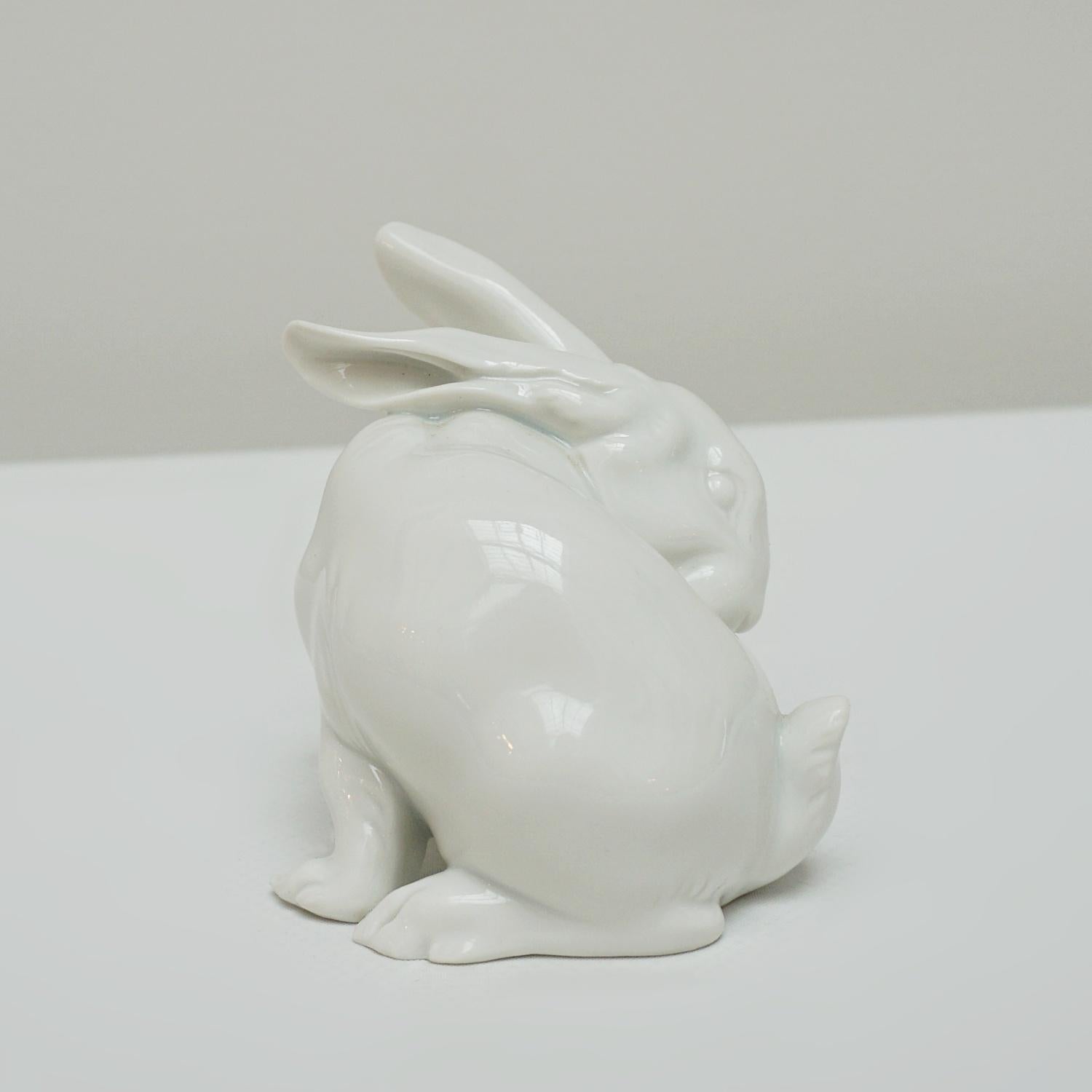 white porcelain rabbit figurine