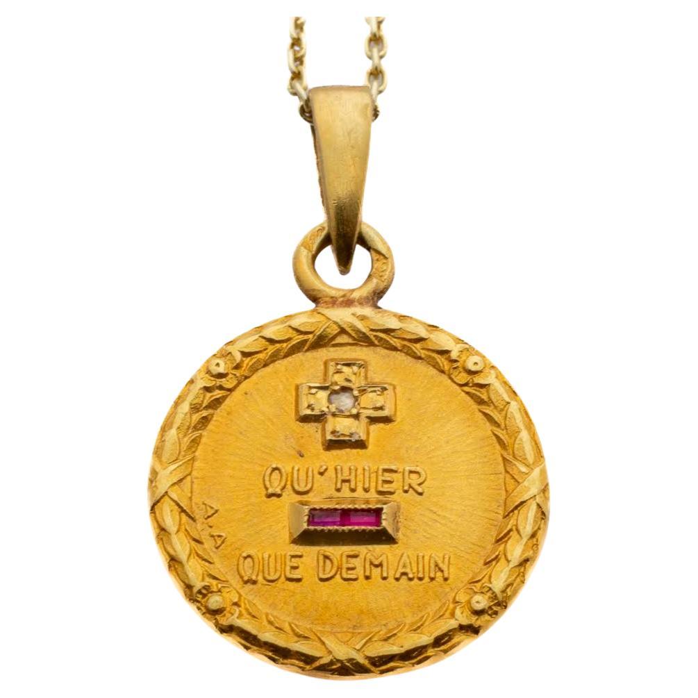 Pendentif Love Token en or 18kt avec rubis et diamants A Augis