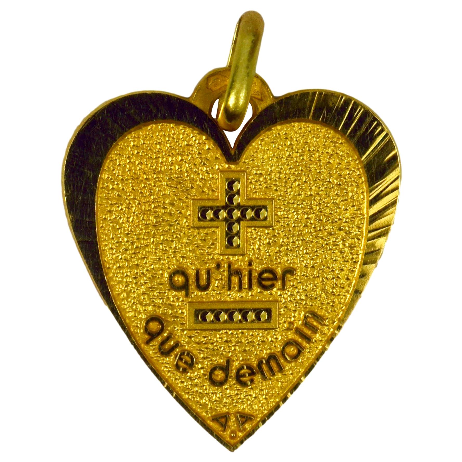 Augis French More Than Yesterday 18 Karat Yellow Gold Love Heart Charm Pendant