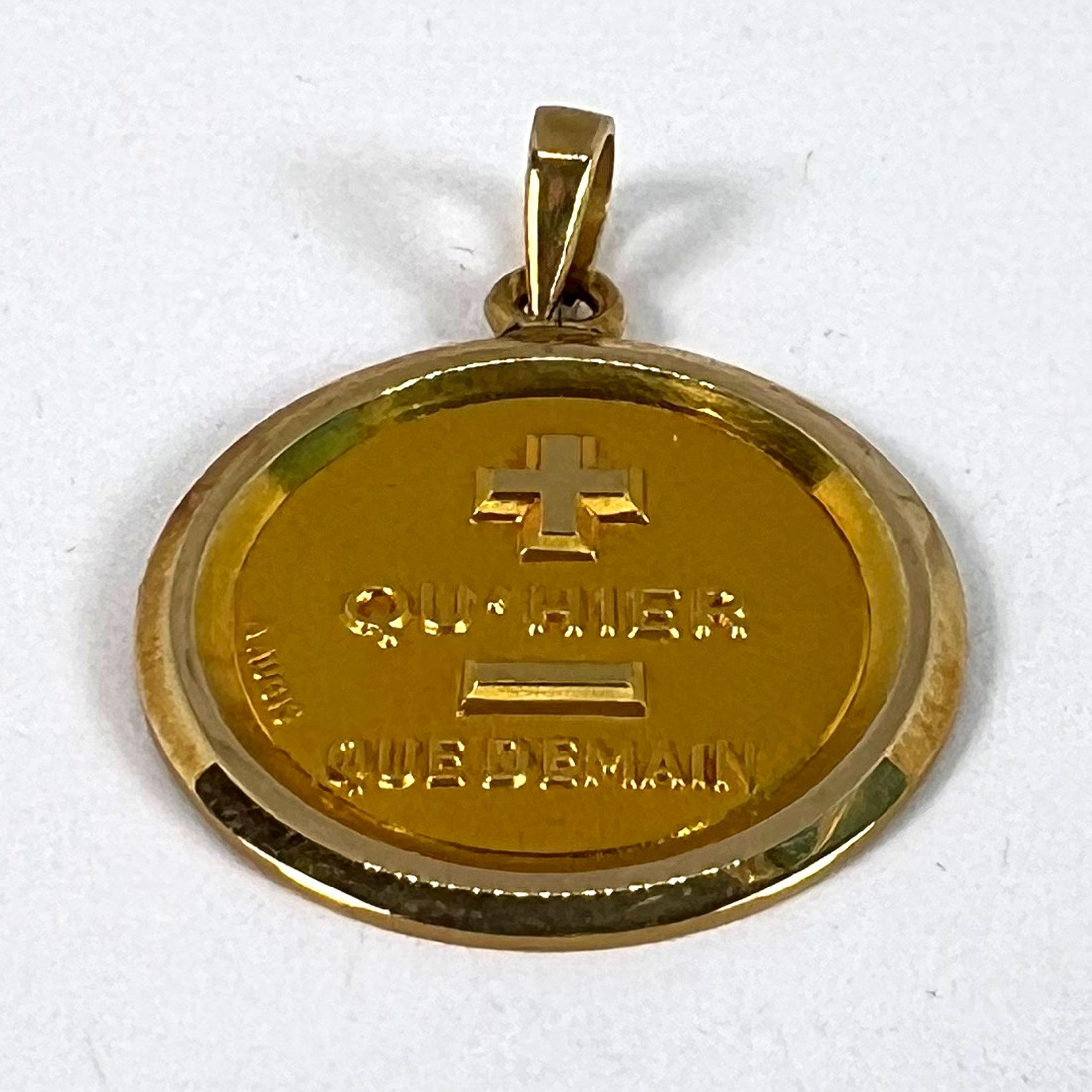 Augis French More Than Yesterday 18K Yellow Gold Love Charm Pendant For Sale 9