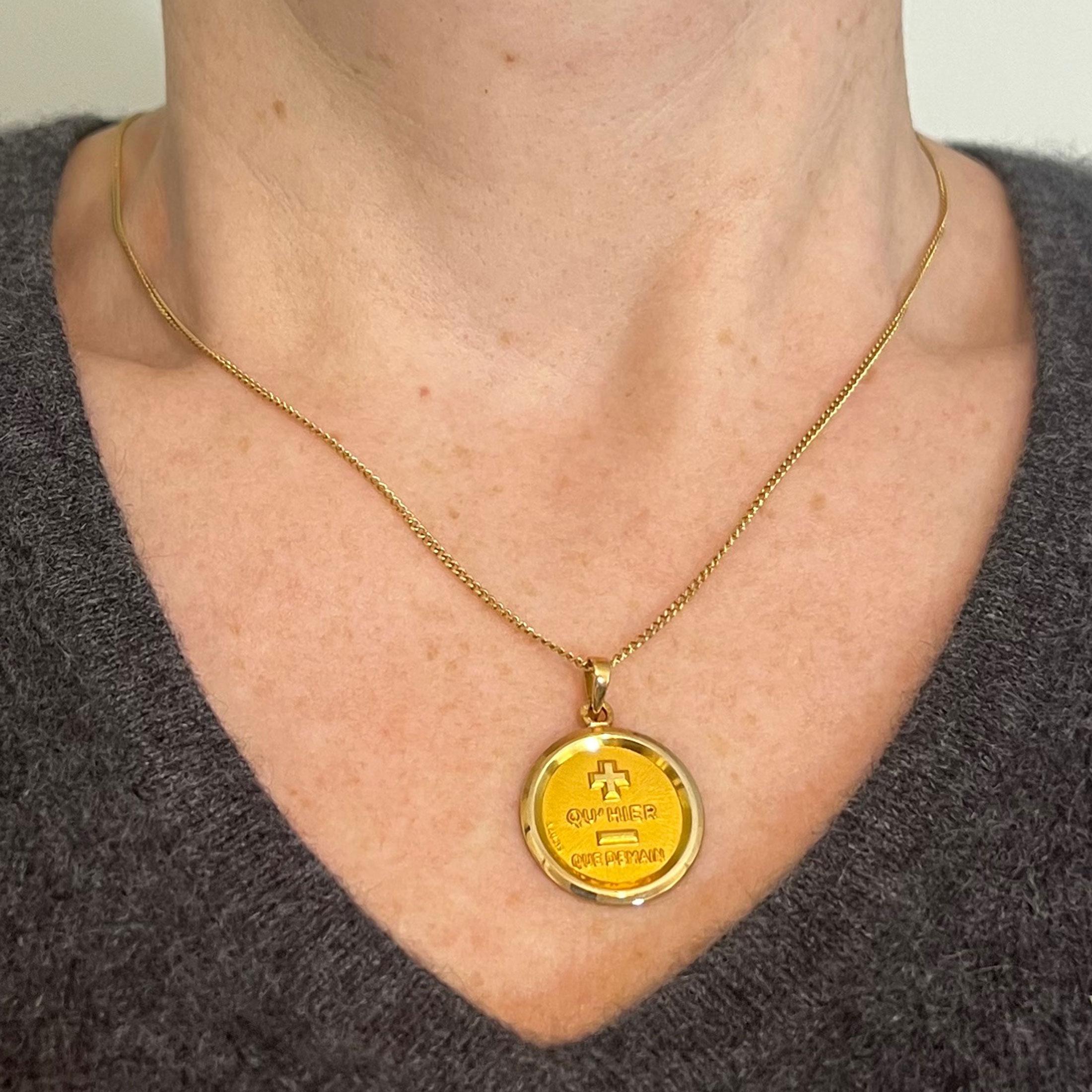 Women's or Men's Augis French More Than Yesterday 18K Yellow Gold Love Charm Pendant For Sale