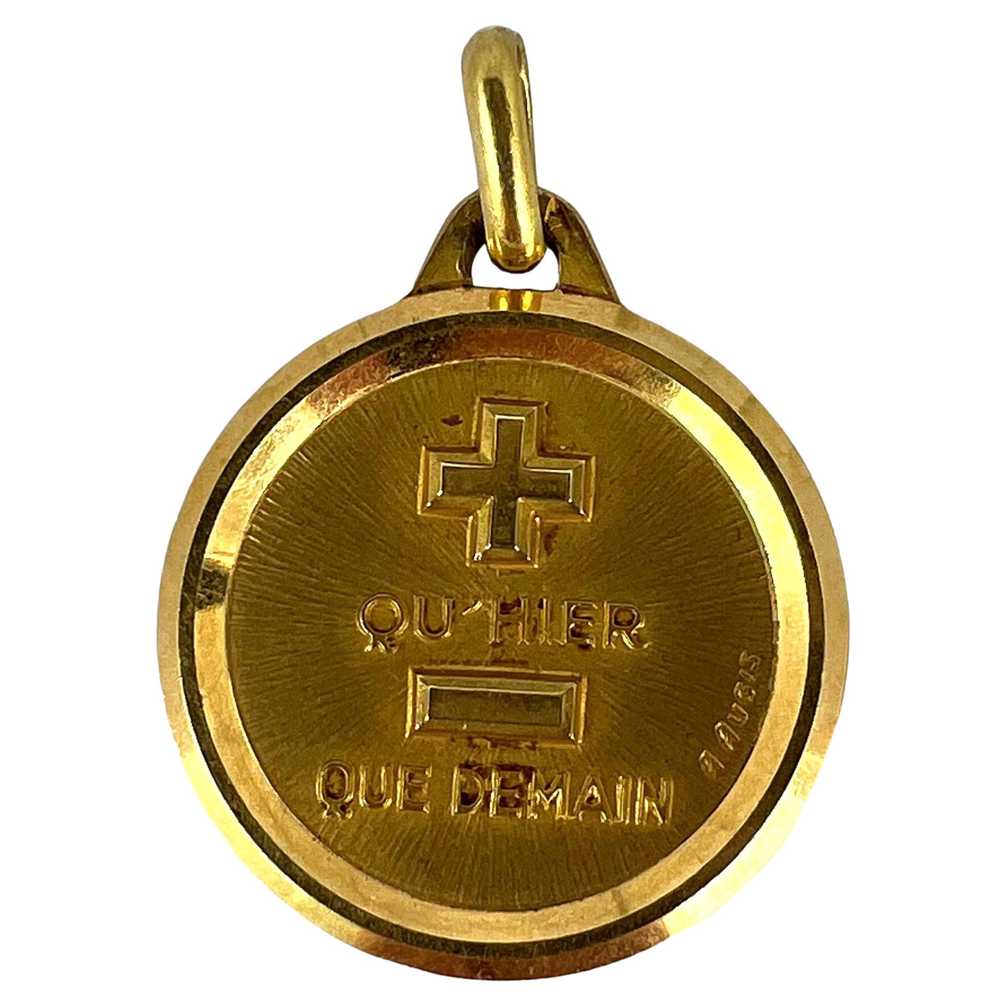 Augis French More Than Yesterday 18K Yellow Gold Love Charm Pendant