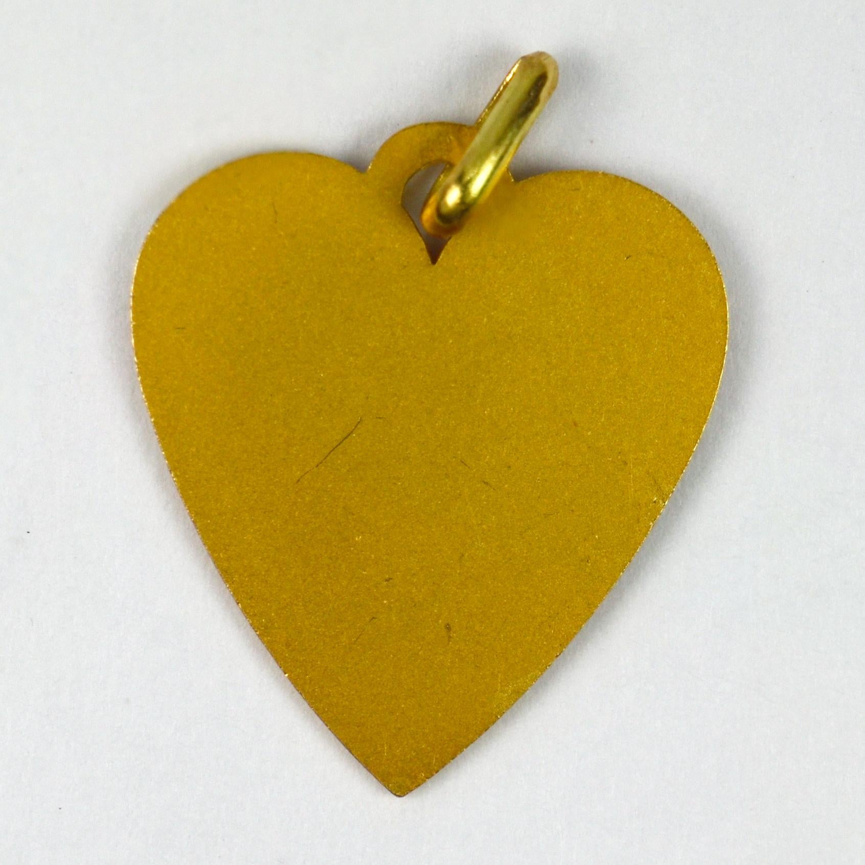 Augis French More Than Yesterday 18 Karat Yellow Gold Love Heart Charm Pendant In Good Condition In London, GB