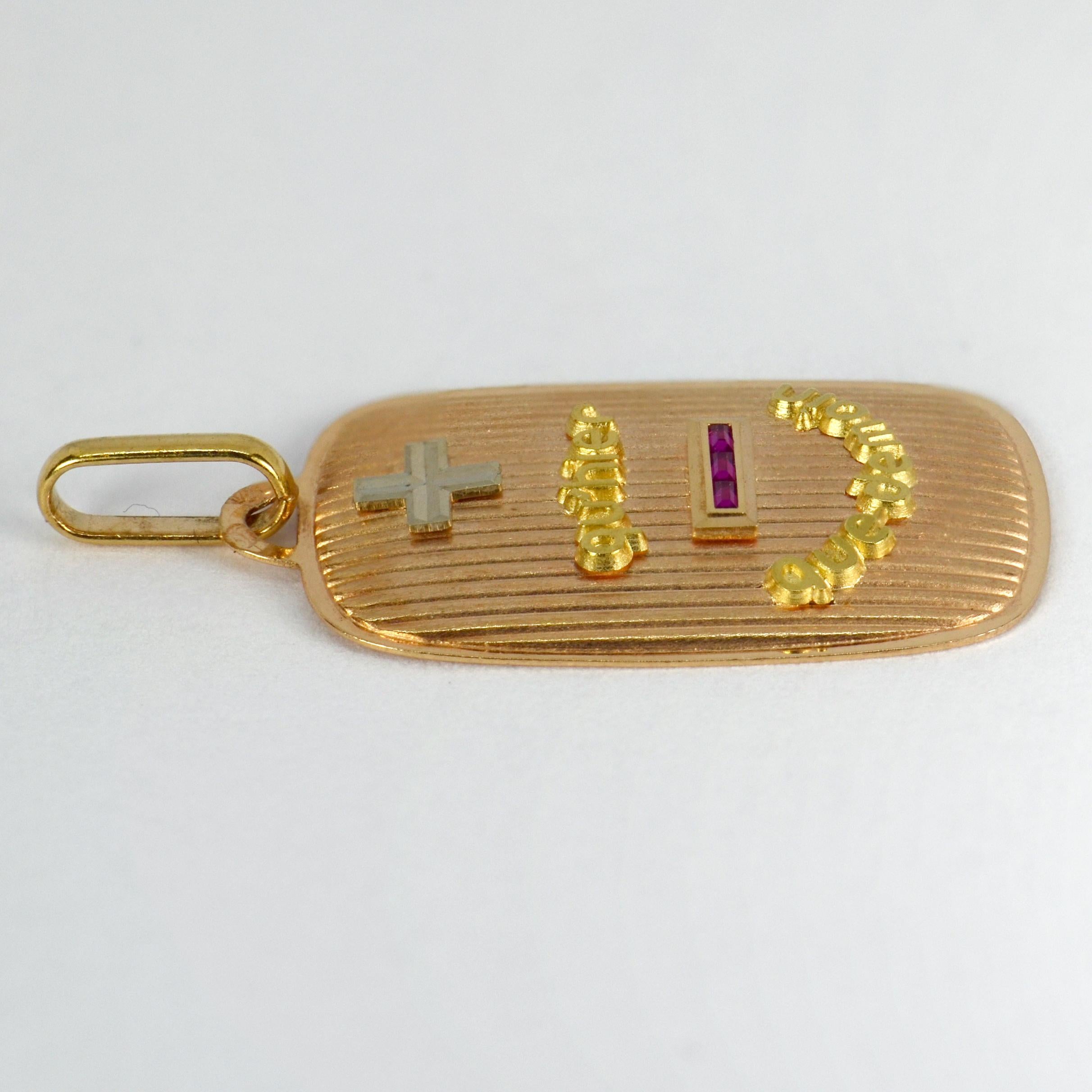 Taglio baguette A. Augis French More Than Yesterday Rubino in oro giallo bianco rosa 18 carati Ciondolo dell'Amore