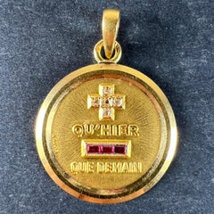 Augis French More Than Yesterday Ruby Diamond 18K Yellow Gold Love Charm Pendant