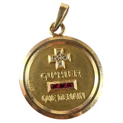 Augis French More Than Yesterday Ruby Diamond 18K Yellow Gold Love Charm Pendant