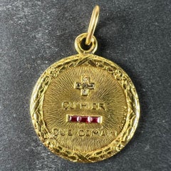 Augis French Plus Hier Ruby Diamond 18K Yellow Gold Love Charm Pendant
