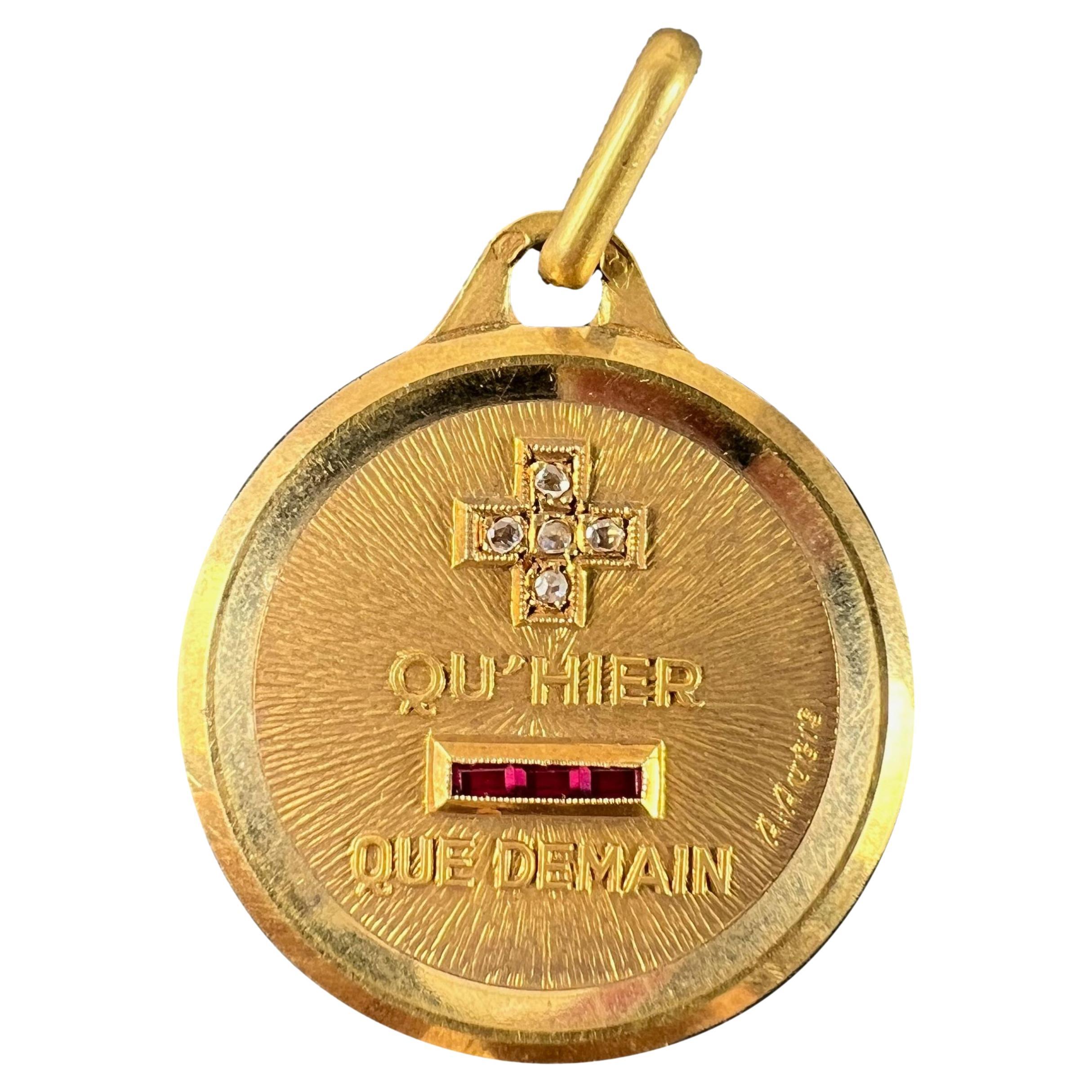 A. Augis Ciondolo d'amore in oro giallo 18 carati con diamanti e rubini