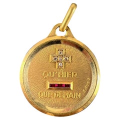 Augis French Plus Hier Ruby Diamond 18K Yellow Gold Love Charm Pendant