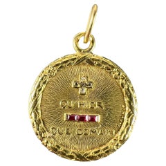 Augis French Plus Hier Ruby Diamond 18K Yellow Gold Love Charm Pendant