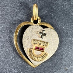 A Augis French Plus Qu'Hier Heart Ruby 18K Yellow White Gold Love Charm Pendentif