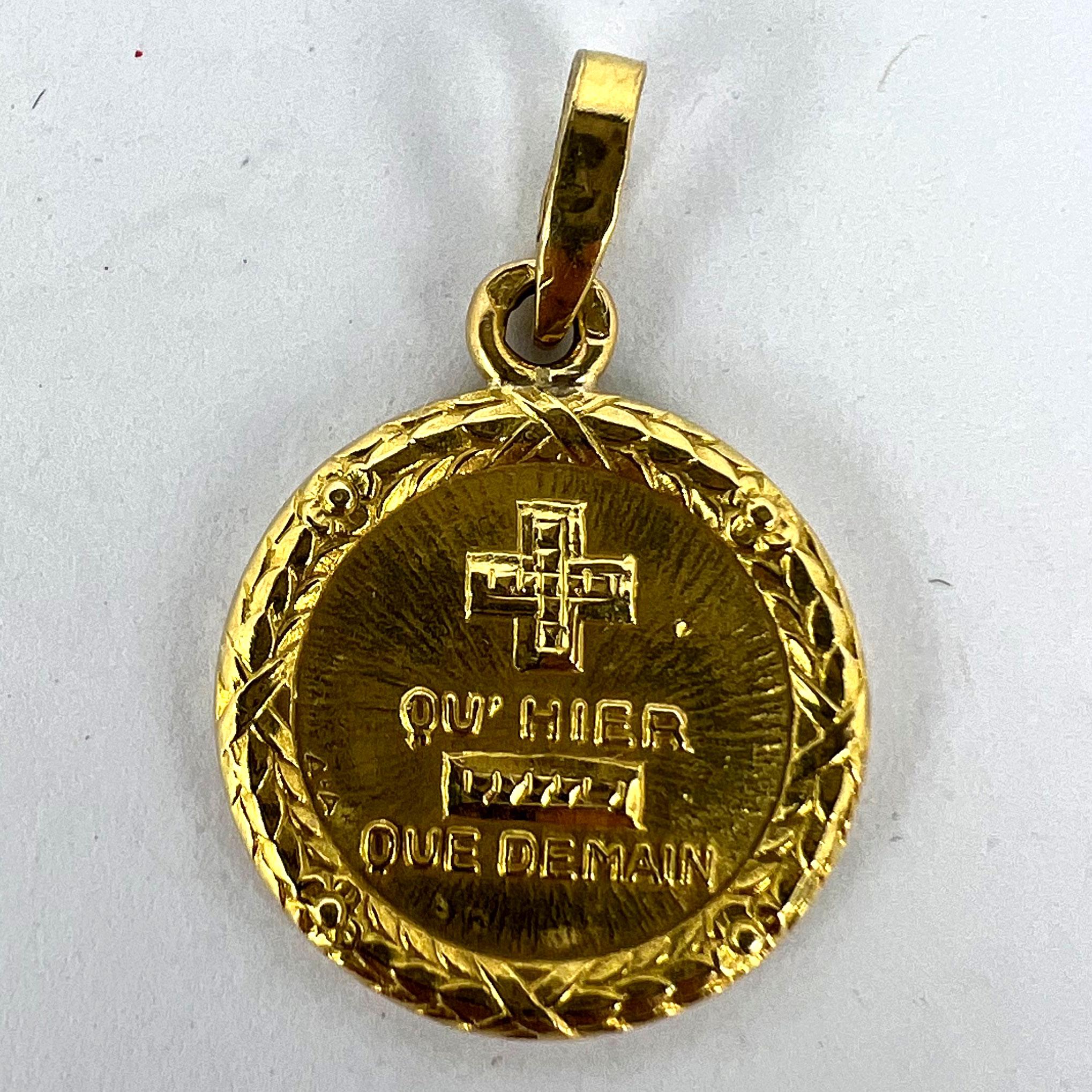 Augis French Plus Qu’Hier More Than Yesterday 18K Yellow Gold Love Medal Pendant For Sale 7
