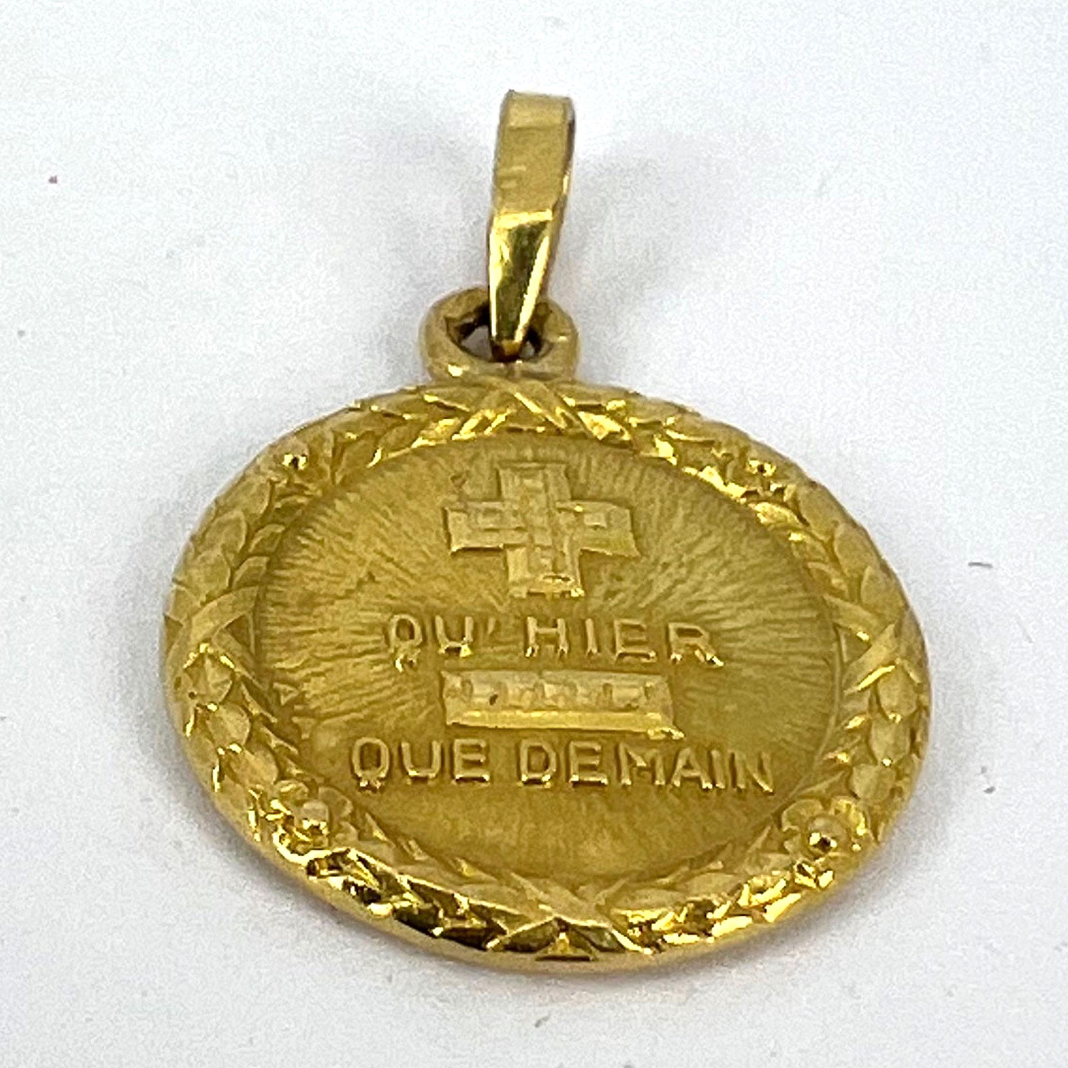 Augis French Plus Qu’Hier More Than Yesterday 18K Yellow Gold Love Medal Pendant For Sale 9