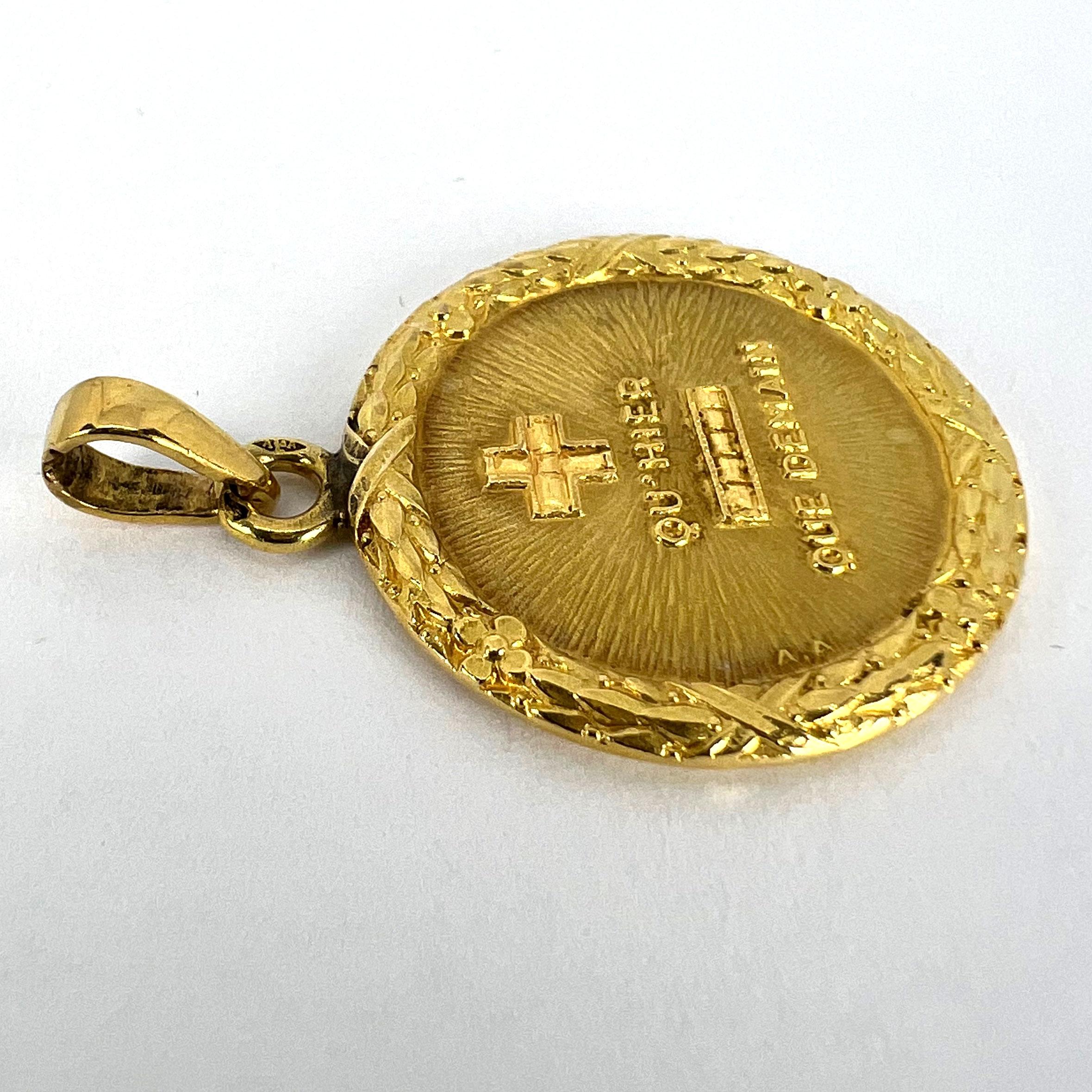 Augis French Plus Qu’Hier More Than Yesterday 18K Yellow Gold Love Medal Pendant For Sale 10
