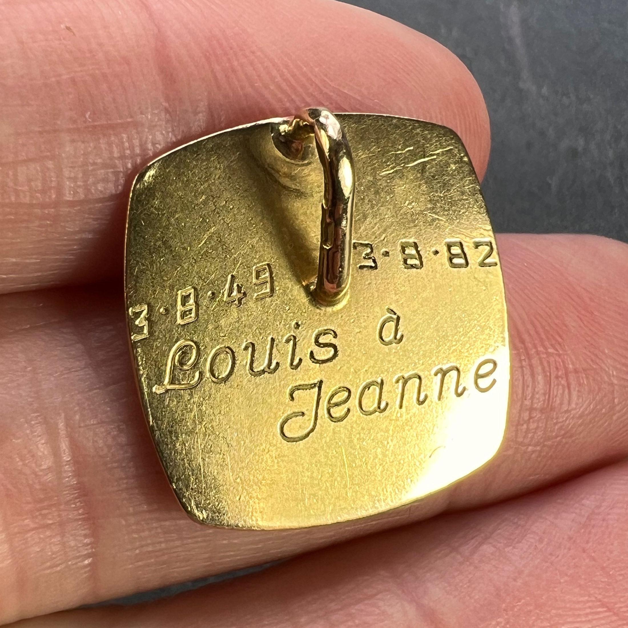 Augis French Plus Qu’Hier Ruby Diamond 18K Yellow Gold Love Charm Pendant 5