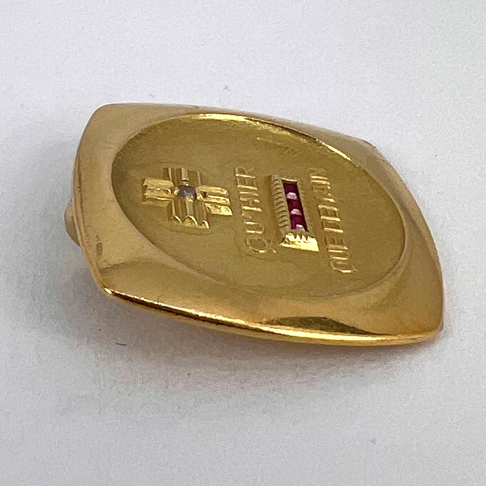 Augis French Plus Qu’Hier Ruby Diamond 18K Yellow Gold Love Charm Pendant For Sale 11
